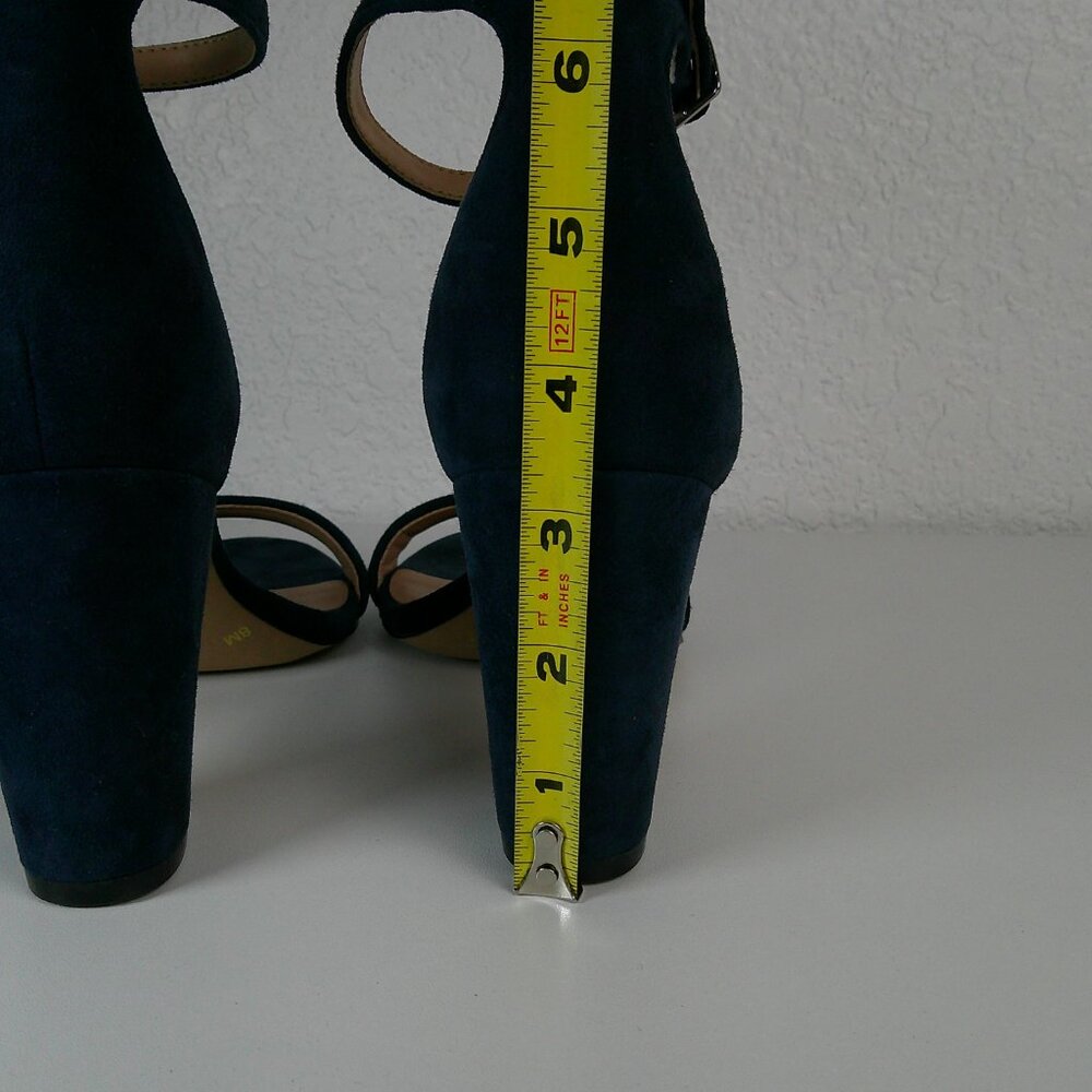 INC Cobalt Blue Suede Chunky Heel Sandals Ankle Strap Block Heel 3" Size 8M - Picture 8 of 8